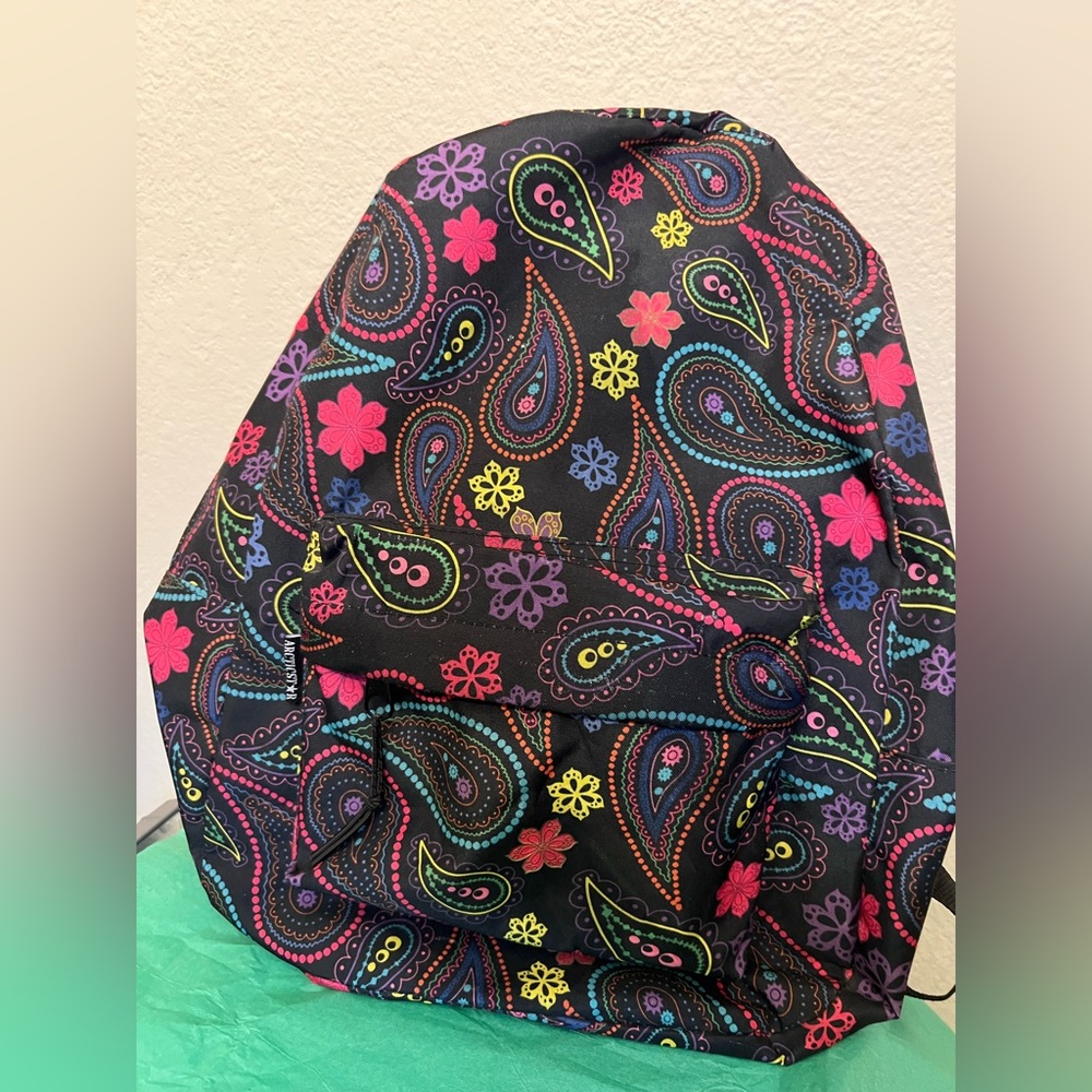 Black Paisley Floral Backpack - Multicolor Pattern - Picture 1 of 5